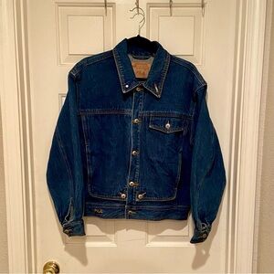 Vintage Fila Sand Wash Dark Blue Denim Jacket Unisex NO SIZE TAG PLEASE READ